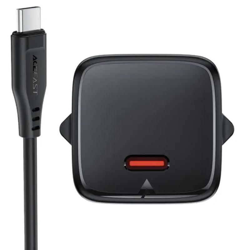 Мережевий зарядний пристрій Acefast A118 PD 30W GaN (1×USB-C) + кабель USB-C → Lightning Black
