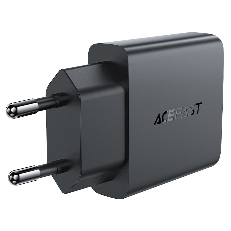Мережевий зарядний пристрій Acefast A69 PD 30W GaN (USB-C + USB-A) Black