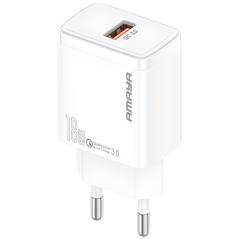 Мережевий зарядний пристрій Amaya E59S QC 3.0 18W (1×USB-A) White