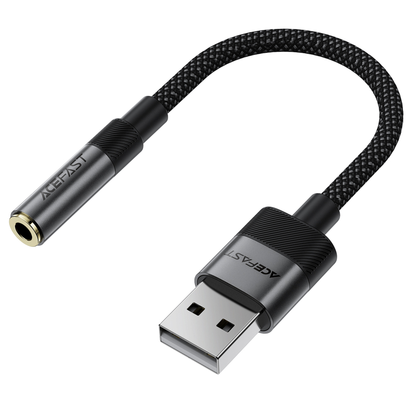 Перехідник Acefast J13 USB male to AUX 3.5mm female Black