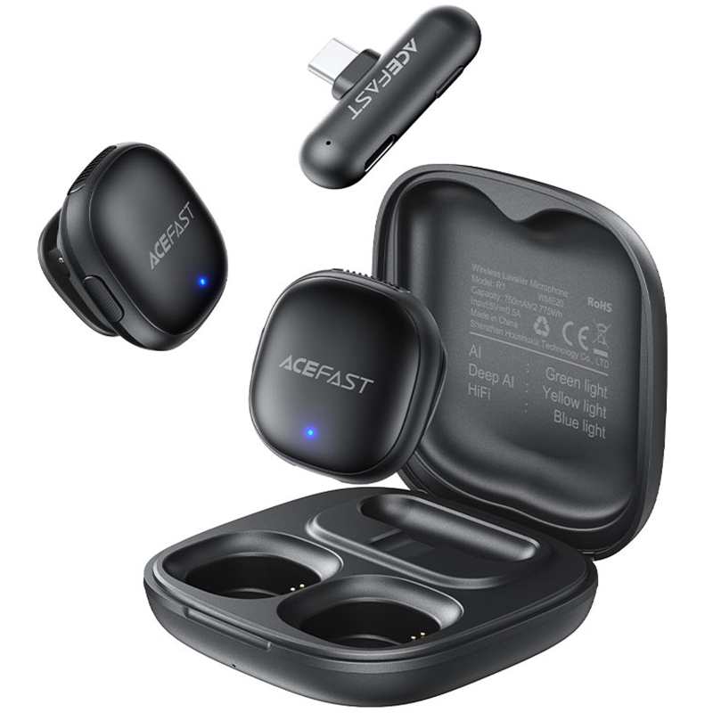 Петличний бездротовий мікрофон Acefast R1 USB-C Black