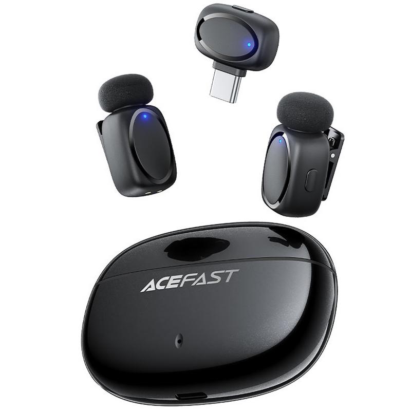 Петличний бездротовий мікрофон Acefast R2 Dual-mic USB-C Black