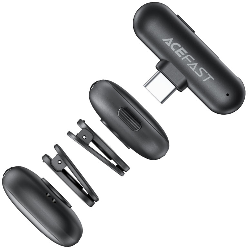 Петличний бездротовий мікрофон Acefast R1 USB-C Black