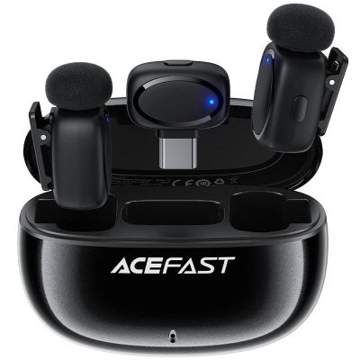 Петличний бездротовий мікрофон Acefast R2 Dual-mic USB-C Black
