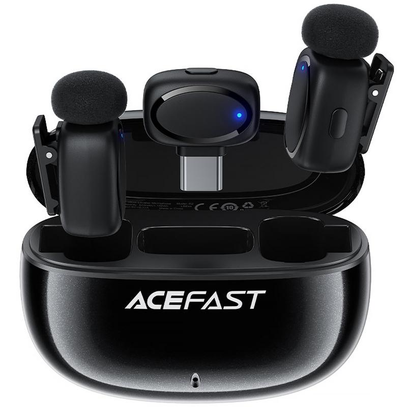 Петличний бездротовий мікрофон Acefast R2 Dual-mic USB-C Black