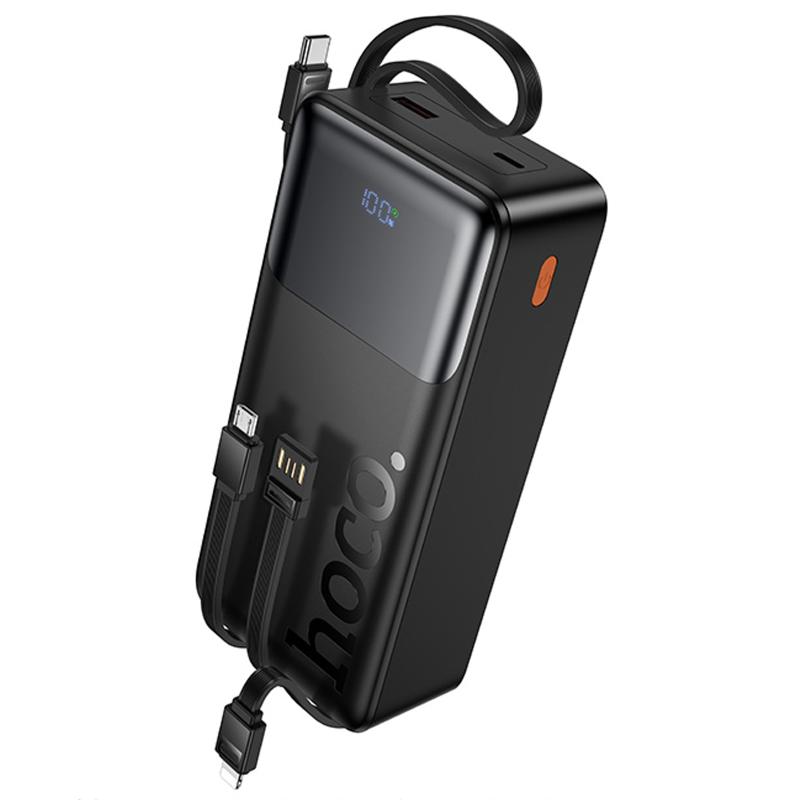 Портативний Захисна плівка Power Bank Hoco J156B Founder 22.5W + PD 20W with four cables 30000 mAh Black