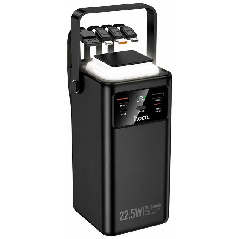 Портативний Захисна плівка Power Bank Hoco EJ65A High 22.5W + PD 20W with cable 50000 mAh Black