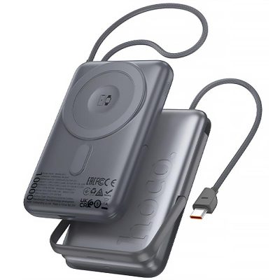 Портативний Захисна плівка Power Bank Hoco Q43 Clever PD 20W з Бездротовий зарядний пристрій + iWatch USB-C 10000 mAh Metal gray