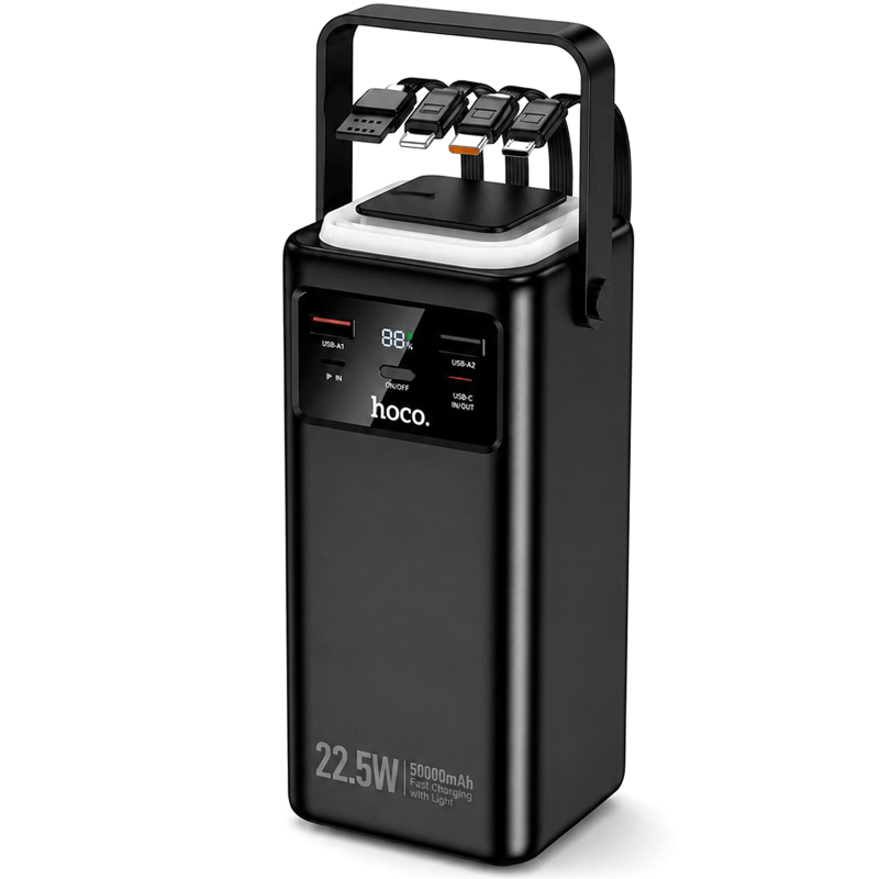 Портативний Захисна плівка Power Bank Hoco EJ65A High 22.5W + PD 20W with cable 50000 mAh Black