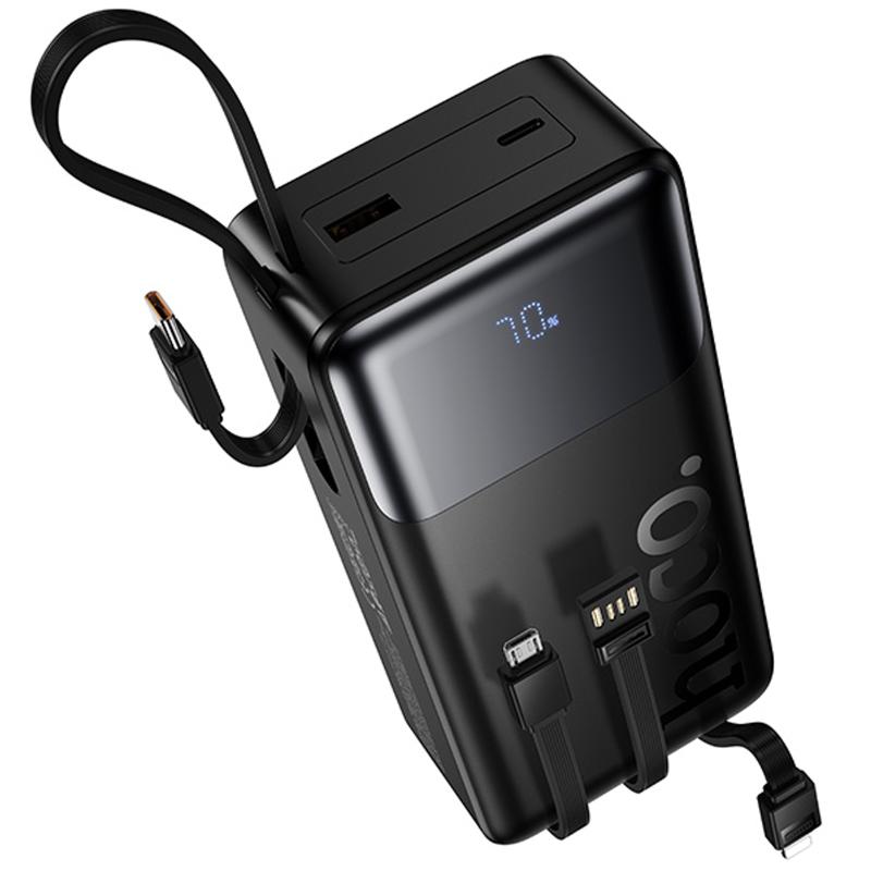 Портативний Захисна плівка Power Bank Hoco J156B Founder 22.5W + PD 20W with four cables 30000 mAh Black