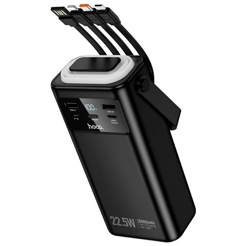 Портативний Захисна плівка Power Bank Hoco EJ65 High 22.5W + PD 20W with cable 30000 mAh Black