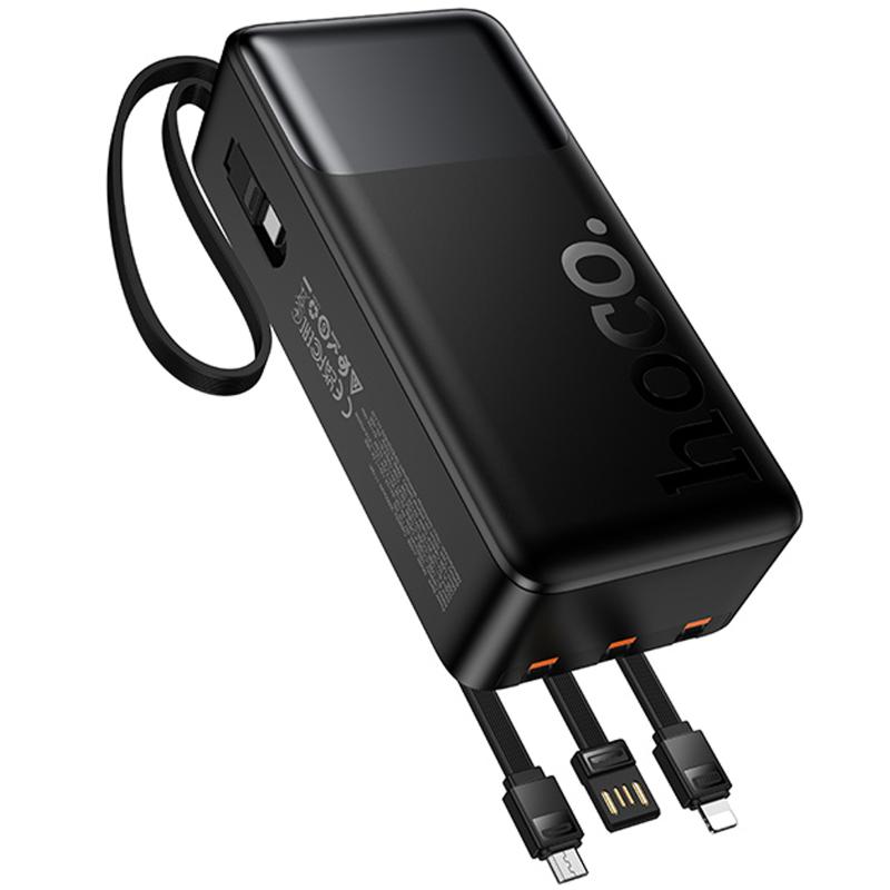 Портативний Захисна плівка Power Bank Hoco J156B Founder 22.5W + PD 20W with four cables 30000 mAh Black