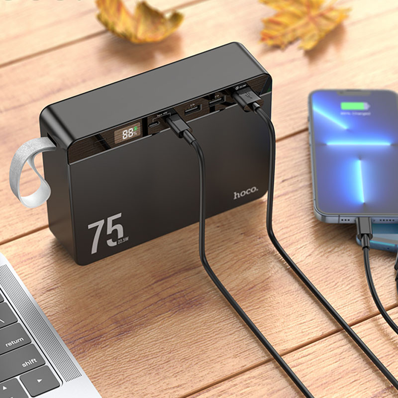 Портативний Захисна плівка Power Bank Hoco J94 Overlord 22.5W 75000 mAh Чорний