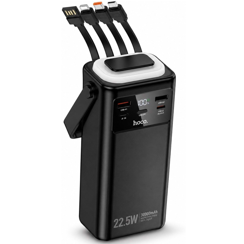 Портативний Захисна плівка Power Bank Hoco EJ65 High 22.5W + PD 20W with cable 30000 mAh Black