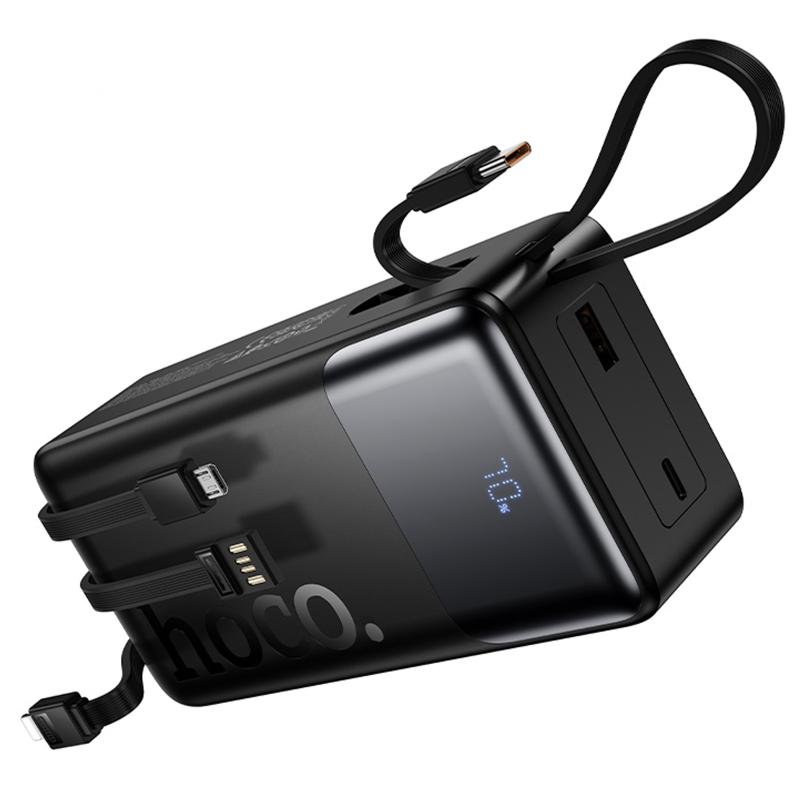 Портативний Захисна плівка Power Bank Hoco J156B Founder 22.5W + PD 20W with four cables 30000 mAh Black
