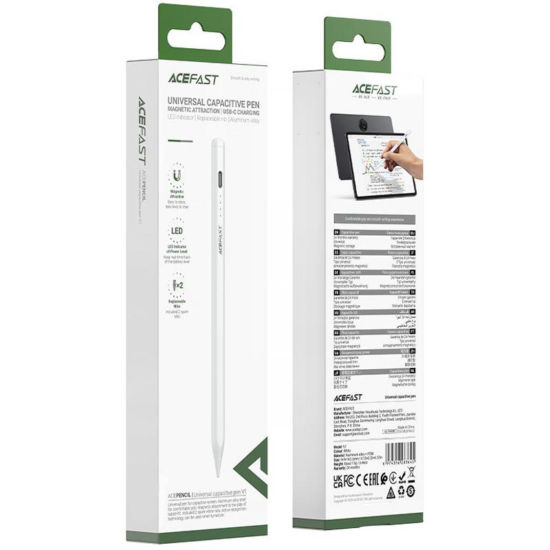 Стілус Acefast V1 Universal Capacitive Pen White