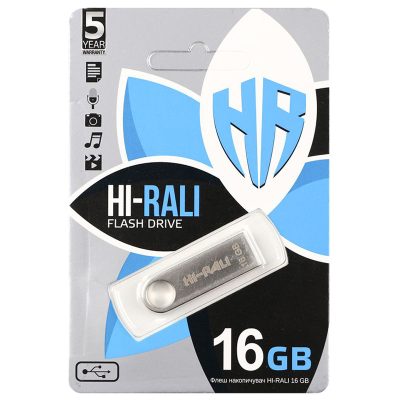 Флеш-накопичувач Hi-Rali Shuttle USB 3.0 Срібна серія — 16GB Срібний